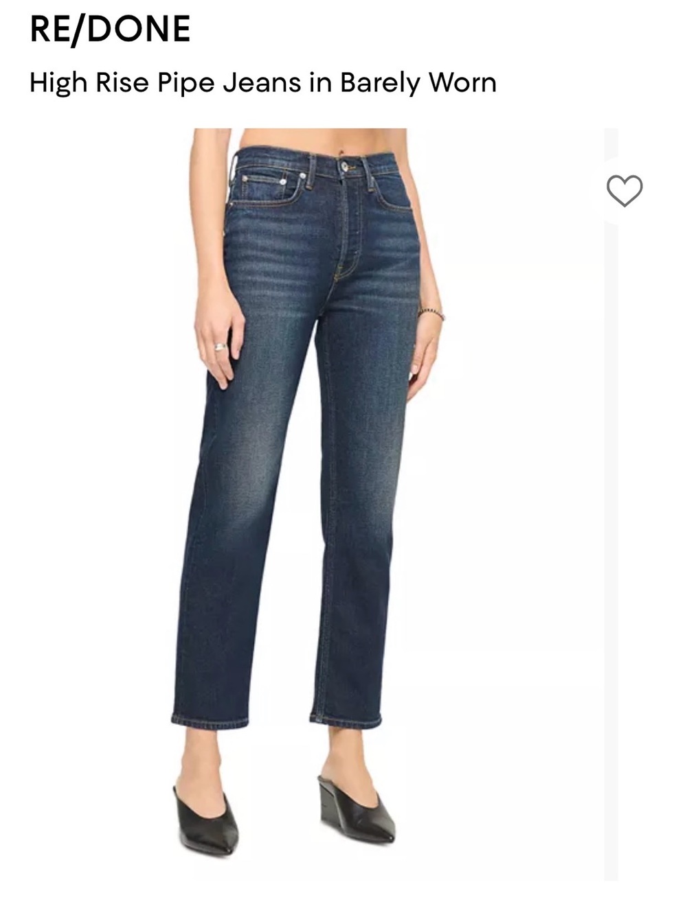 RE/DONE High-Rise Pipe Jeans in Barely Worn with tags